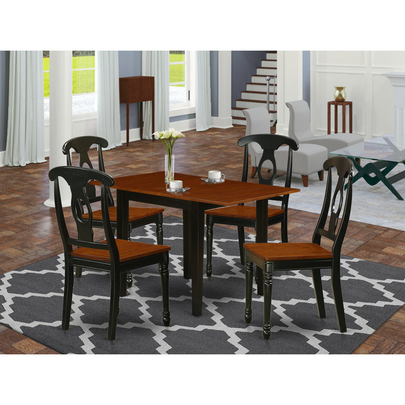 Boylston Four Leg Dining Set, 5 Pieces: 1 Table, 4 Chairs, Cherry, Black