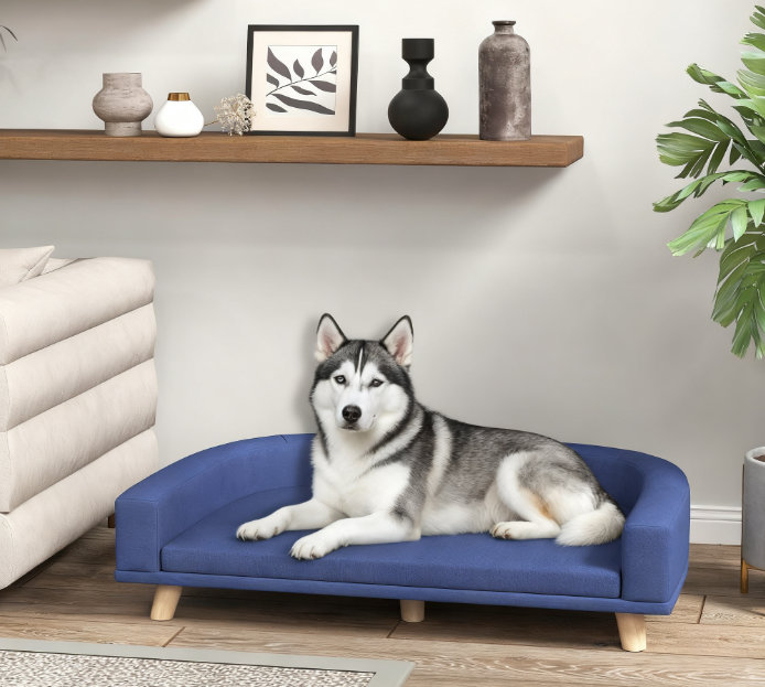 Canapé-lit lavable bleu pour animaux de compagnie pour grands chiens et chats, Bleu