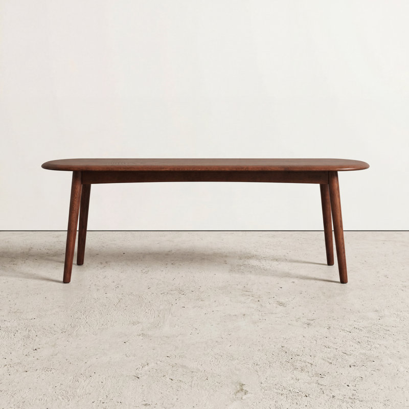 47"W Solid Oak Modern Bench-Brown Oak, Oak & Brown Stain