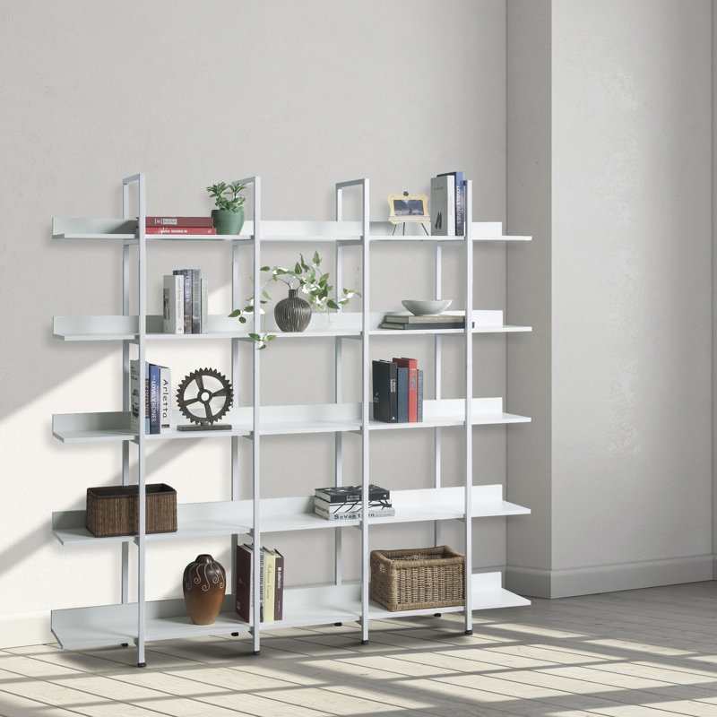 Herc 70.89" H x 70.89" W Modern Freestanding 5- Tier Bookcase, For Indoor Use, White