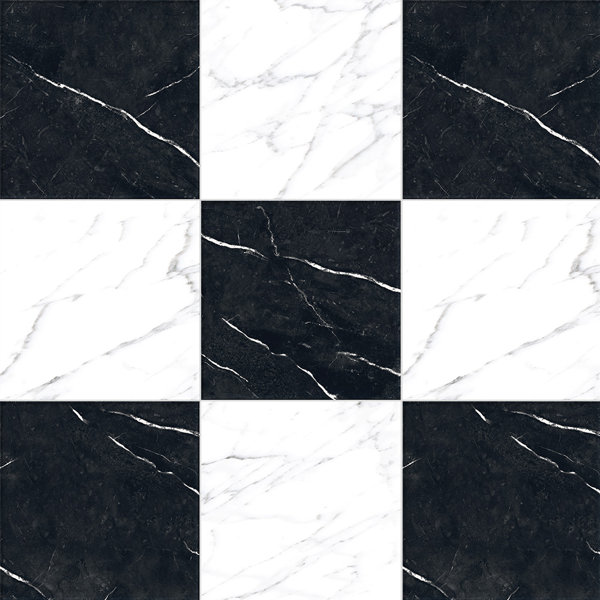 Tavari Checkerboard 10X10 Marquina And Carrara