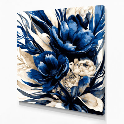 Aquarelle, art floral gris sur toile