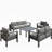 All-Weather 5-Piece Modern Metal Patio Furniture Set,  7-Seat Conversation Sofa With Thick Gray Cushions & Gray Frame And Coffee Table-2079594024