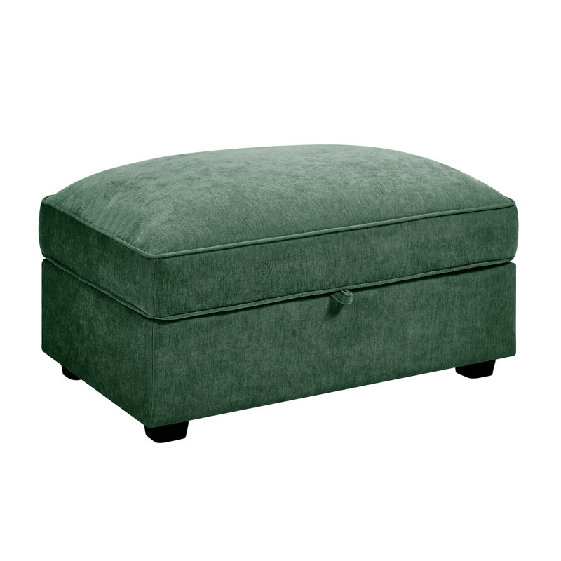 Chenille avec design en forme de croissant de ligne épurée, rangement caché dans le repose-pieds, passepoilé, pour une décoration intérieure moderne avec tirette intégrée sous chaque pièce, douceur et douceur, convient aux maisons nordiques