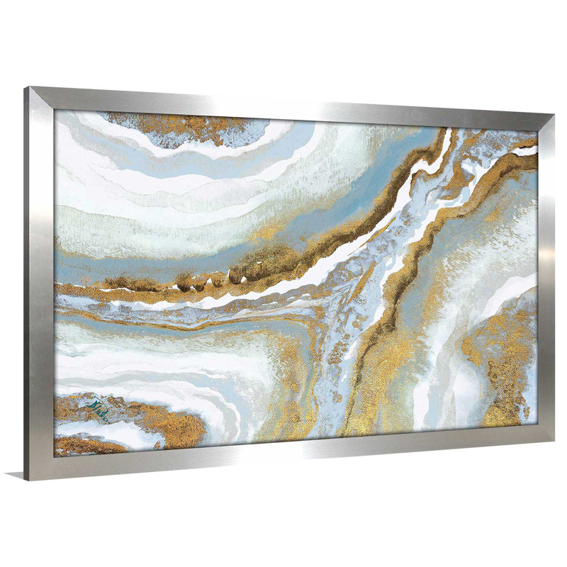 « blue agate », reproduction de peinture à l’acrylique encadrée, H 37,5 po x l 37,5 po x P 1 po