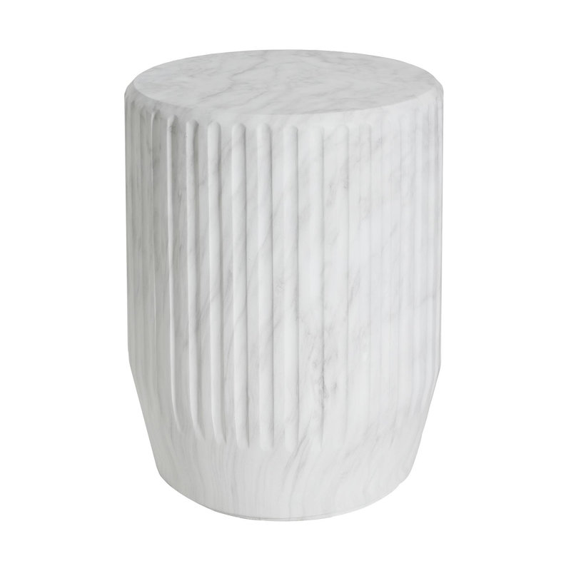 Table d'appoint d'extérieur sculptée Cicci, blanc, Blanc