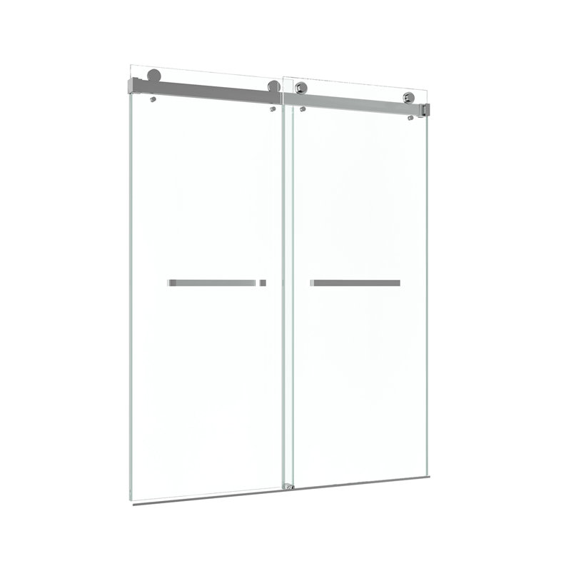 Catalyst 50"- 54" W x 76" H Double Sliding Frameless Shower Door in Chrome with 3/8" Clear Glass, Chrome