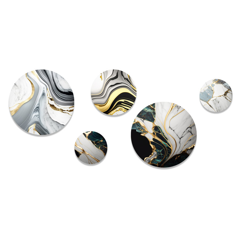 Abstract Geode Marble Waves Gray II - Modern Waves Metal Wall Décor