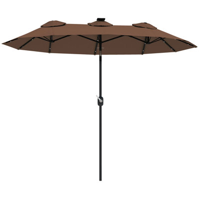 Large Patio Umbrella For 6‑8 Person Rectangular/Oval Table, 12 Ribs Rustproof Steel Frame, Uv Protected Waterproof, Easy Crank Lift