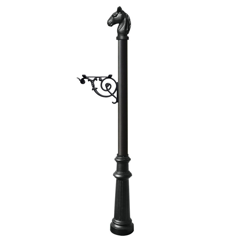 Lewiston Mailbox 80.75" H In-Ground Decorative Post, Black