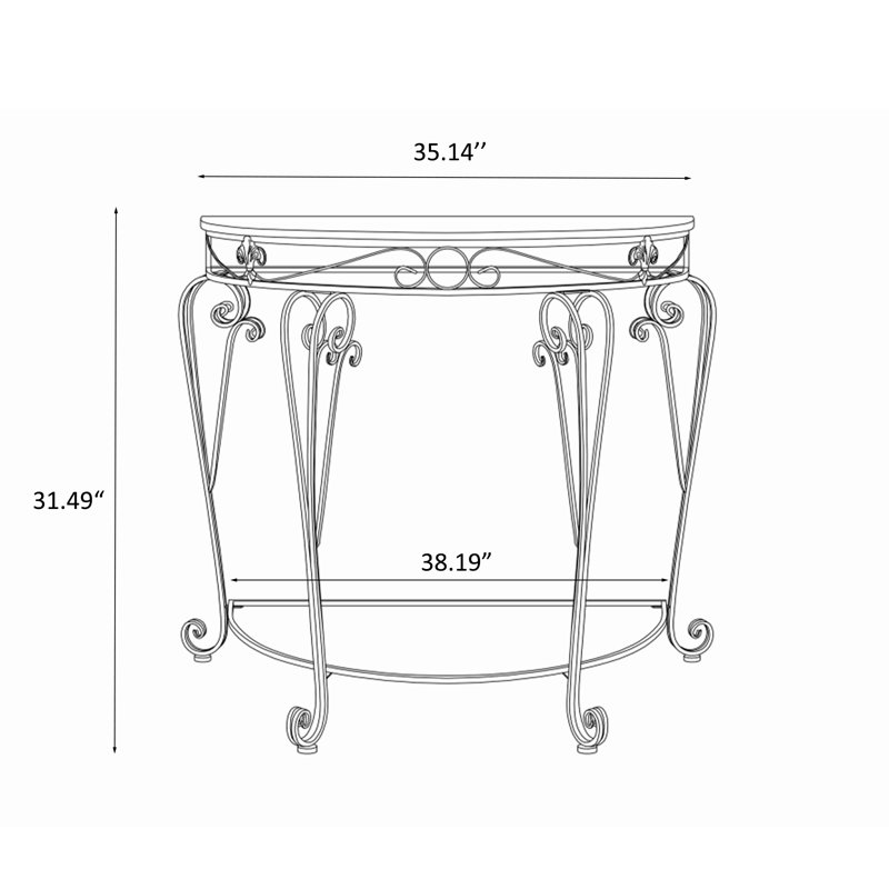35.4'' Half Moon Metal Sofa Console Table with Ornate Scroll Legs