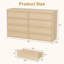 Commode 8 tiroirs en chêne naturel - commode en bois de 54 po de largeur pour la chambre à coucher, le salon, l'entrée, la chambre de bébé