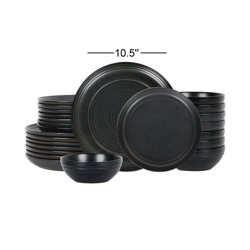 Stone Lain Elio 24-Piece Dinnerware Set Stoneware, Black
