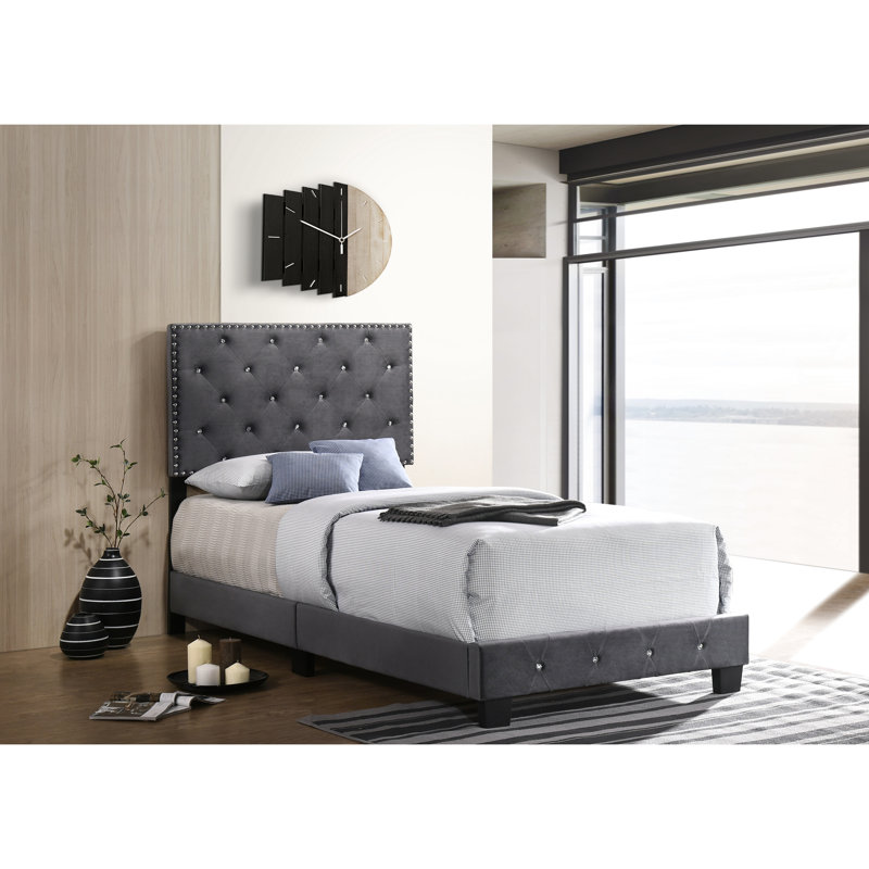 Charmant lit simple de rangement gris avec confort - Assemblage rapide, structure solide, s'adapte à toutes les chambres, H 47 po x P 77 po x l 42 po pour une conception décontractée et optimale de toute chambre à coucher