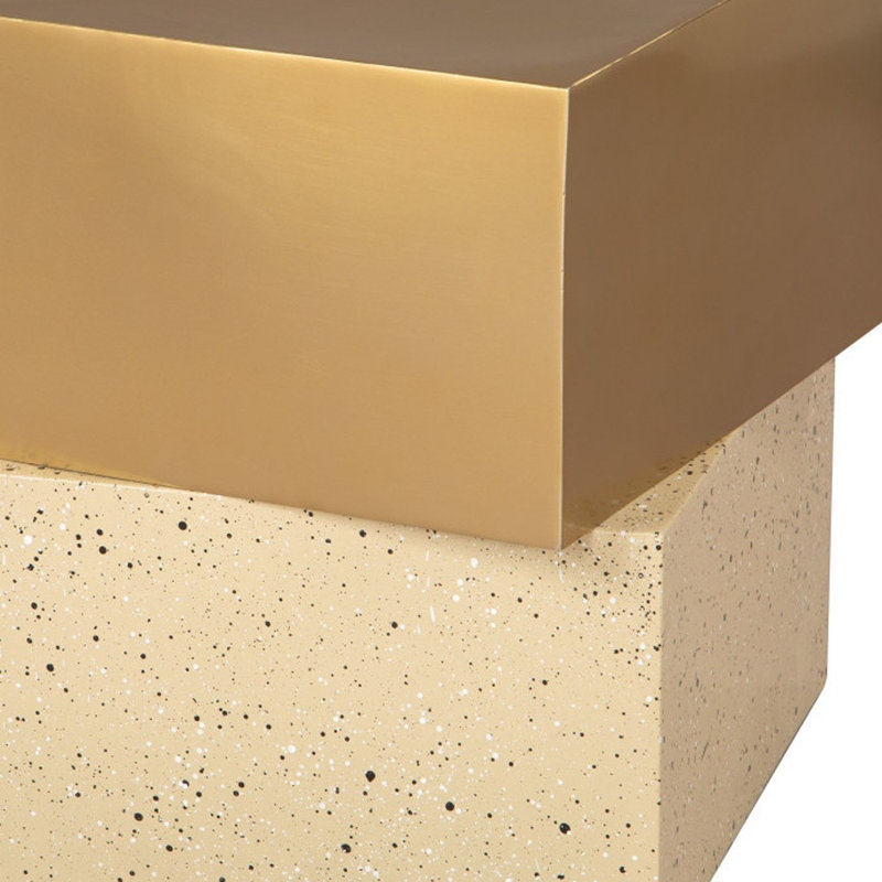 Table de bout à piédestal en fer beige 20 po