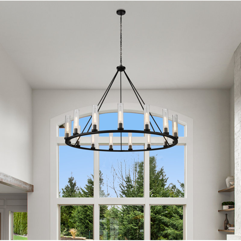 Lorryann 15 - Light Dimmable Wagon Wheel Chandelier, Bronze