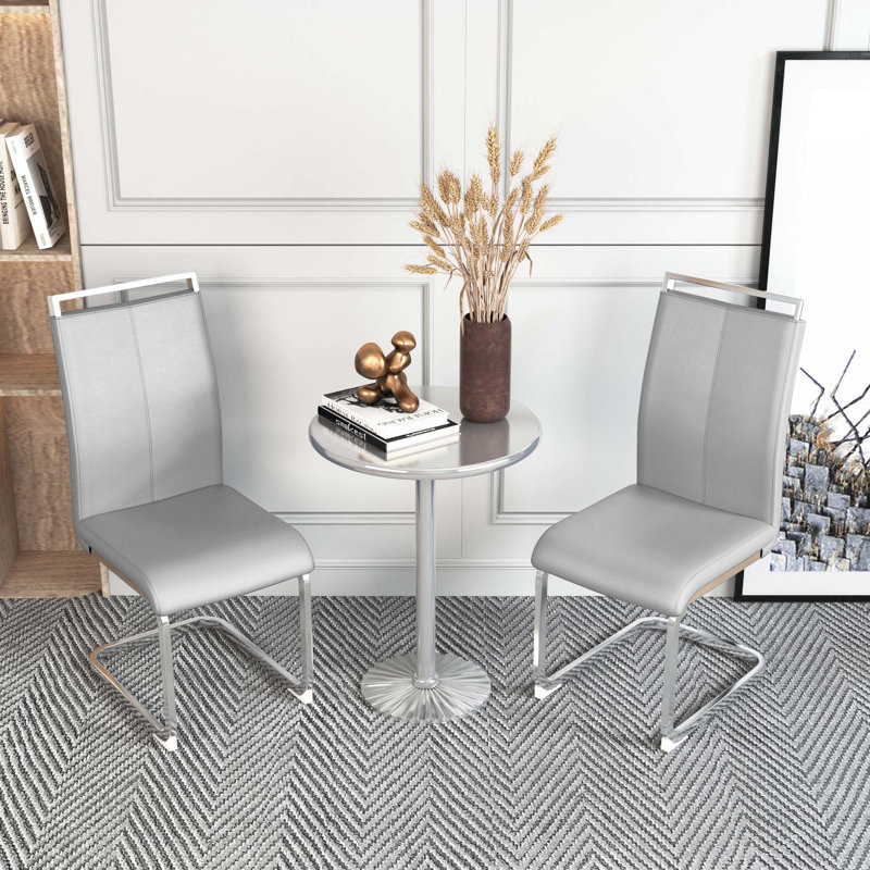 Chaise d'appoint en polyuréthane, Gris clair, Argent argent