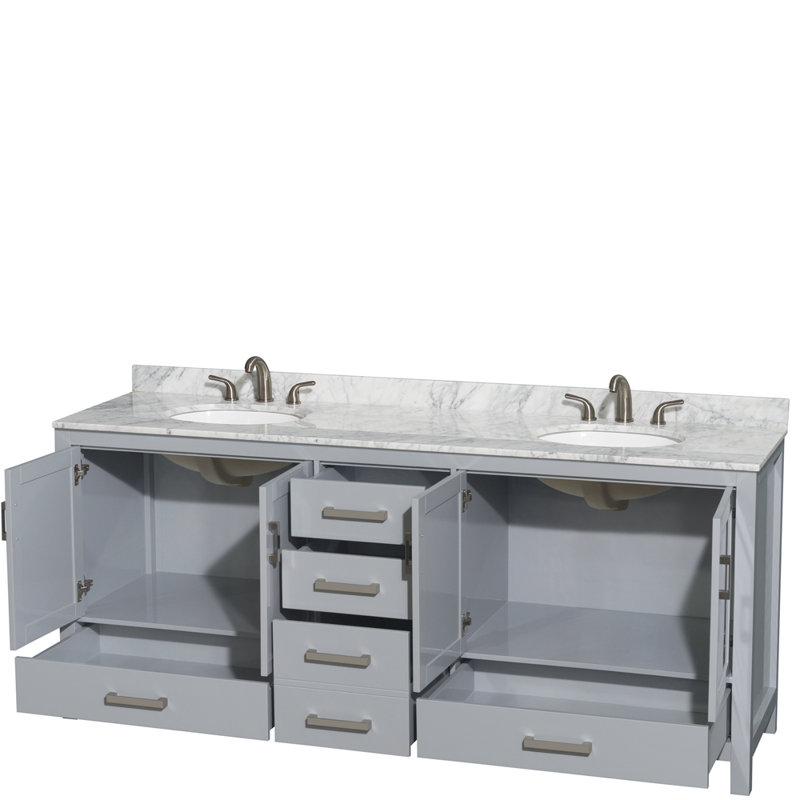 Sheffield 79" Double Bathroom Vanity Base Only, Gray