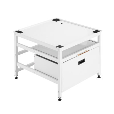 Piédestal de buanderie, 23 po de hauteur, piédestal de laveuse et sécheuse 29 x 29 po avec plateau coulissant et espace de rangement, capacité de charge de 700 lb, support pour machine à laver antidérapant, ajustement universel, blanc