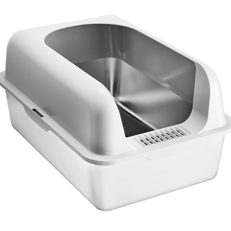 Bac à litière pour chat profond 6 pouces, odeur, pied filtrant, plastique gris, espace intérieur très grand, convient aux chats à pattes courtes