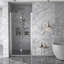 Porte de douche pliante sans cadre de 81 cm (32 pouces) en verre trempé, fini argent brossé