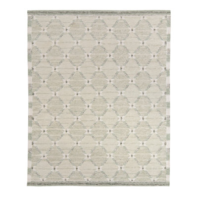 Scandinavian Hand Knotted Silk Trellis Area Rug
