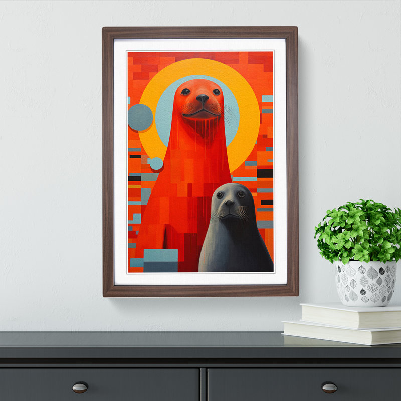 Seal Constructivism - Single Picture Frame Print on Wood, Walnut, 34cm H x 25cm W x 2cm D