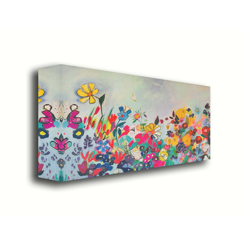 Jardin floral V par JD Studio, Toile sans cadre, H 16 po x l 24 po, Pas de tapis