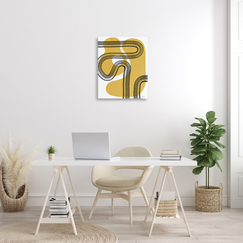 "Curved Stripes on Shapes", art mural par Cat Thurman Designs, H 30 po x l 24 po
