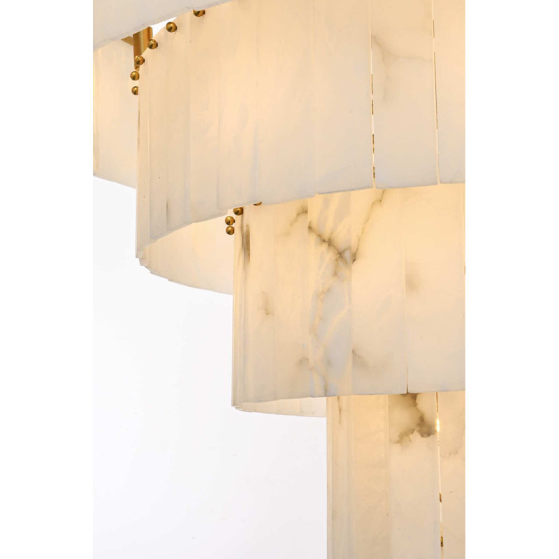 Lustre en albâtre de 40 pouces Intisar, Or satiné