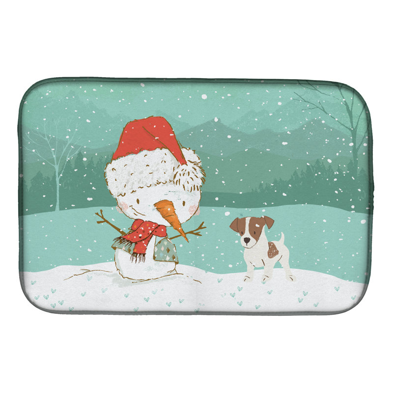 Tapis de séchage labrador Snowman Christmas, Jack Russell terrier brun