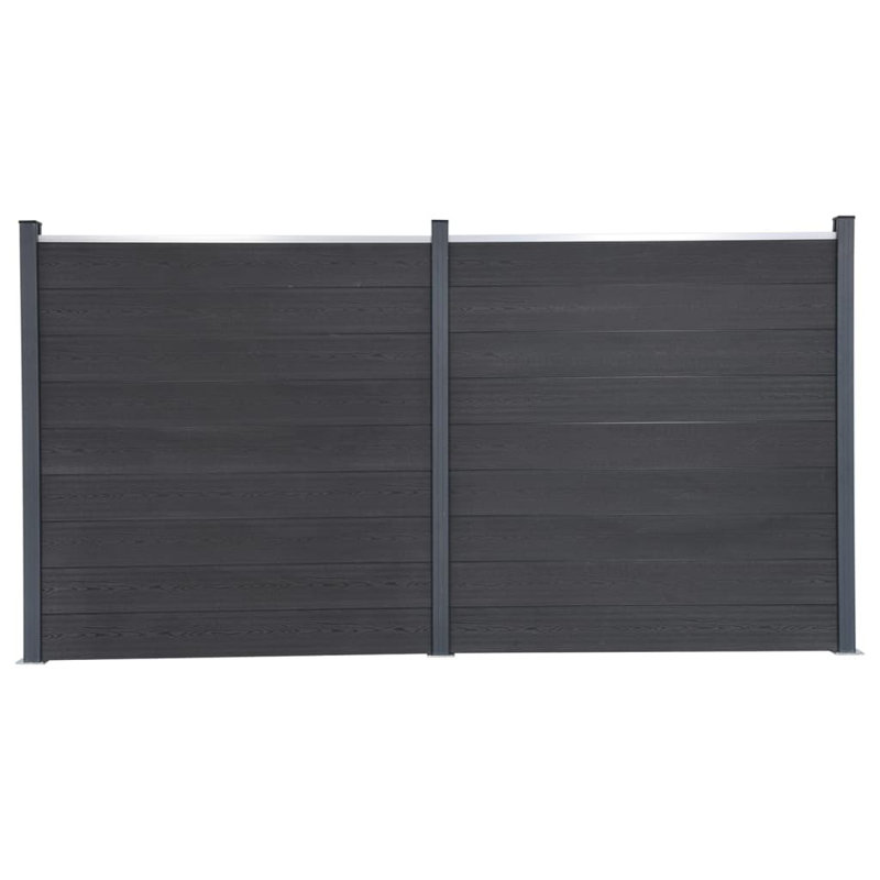 Fence Panel Set WPC, Grey, 186cm H x 353cm W