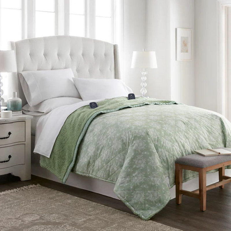 Couverture électrique en sherpa Micro Flannel®, Grand, Toile céladon
