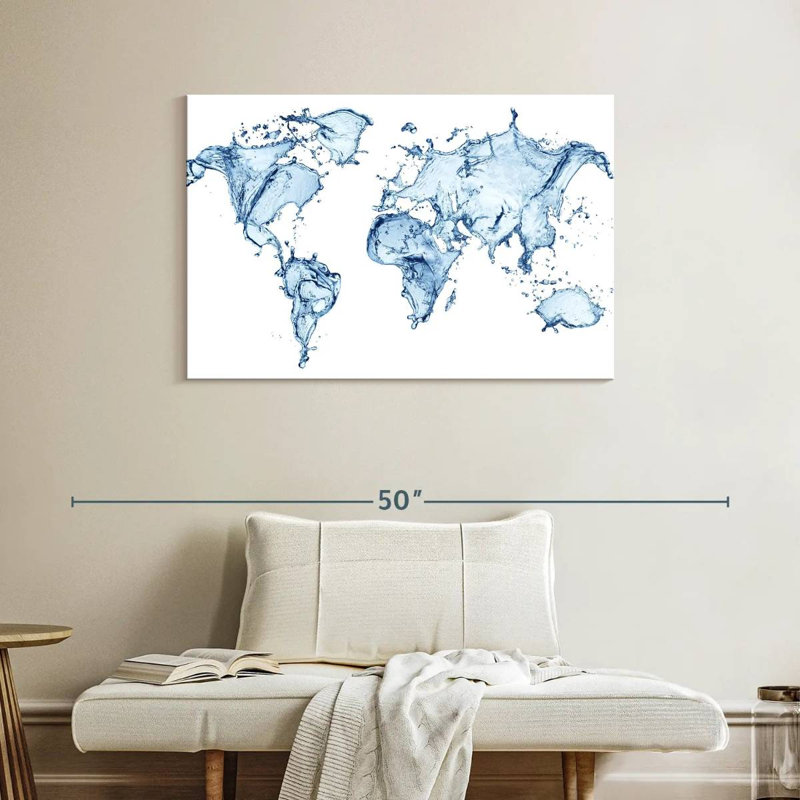 Aliaz Splash World Map, 26" H x 39" W