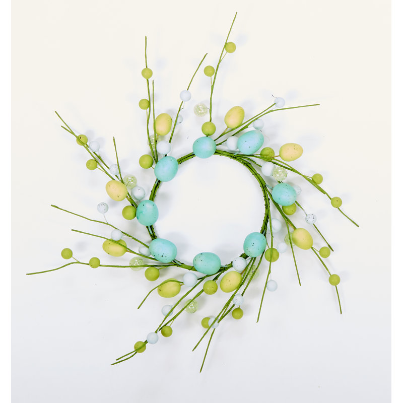 15" Artificial Easter Eggs and Berries Wreath, 15" x 15"