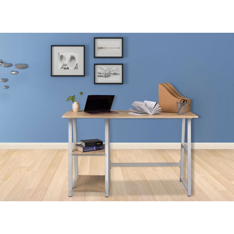 Neomi Metal Base Writing Desk, White, Oak