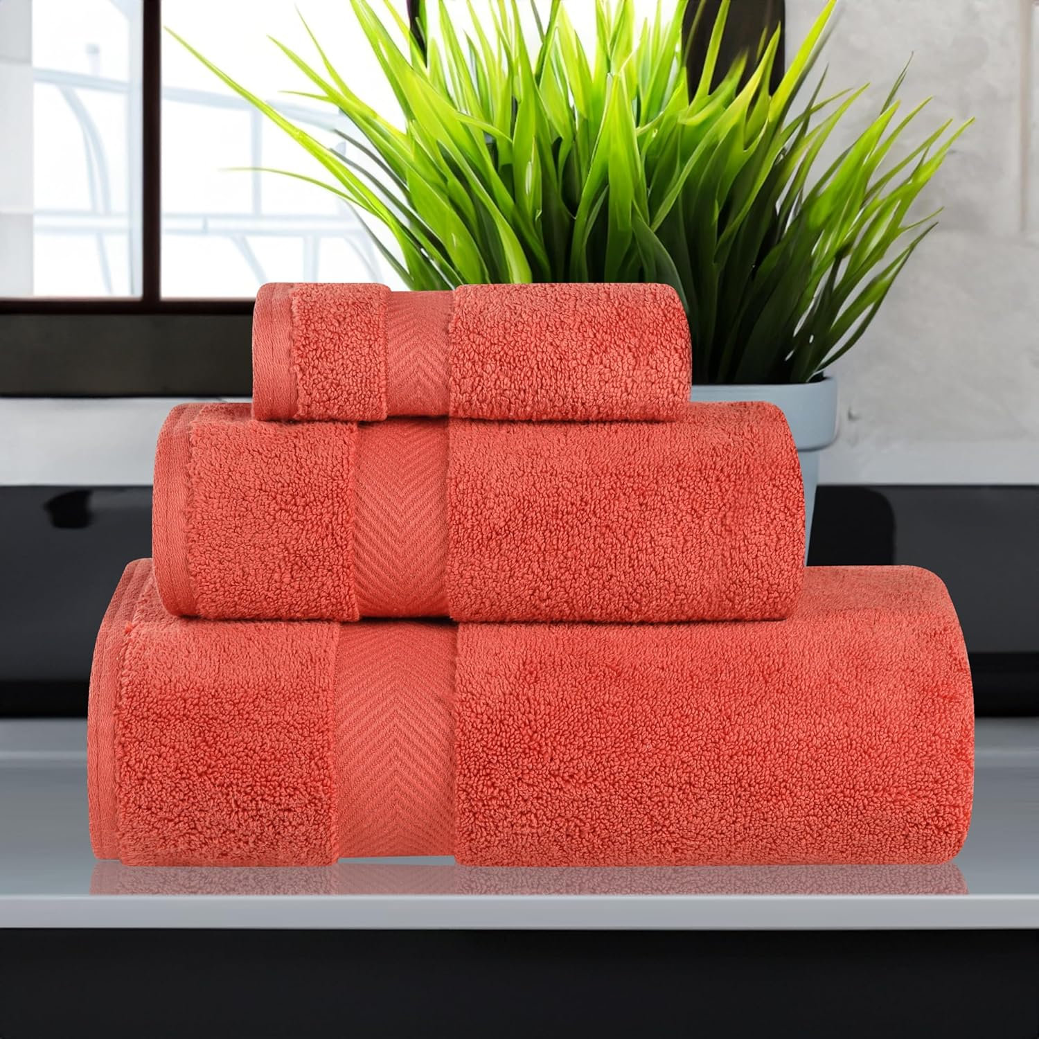 Hamachi 3-Piece Cotton Towel Set, Brick