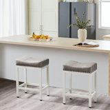 Cathern Upholstered Counter Stool with Metal Frame