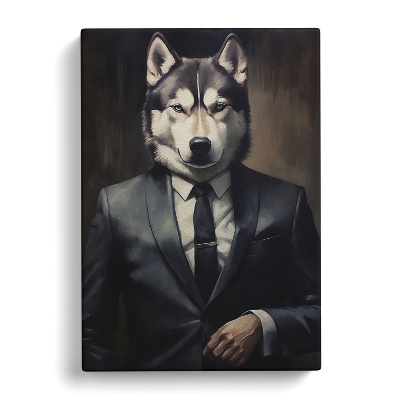 Husky In A Suit Painting No.3 - No Frame Print, 76cm H x 50cm W x 3cm D