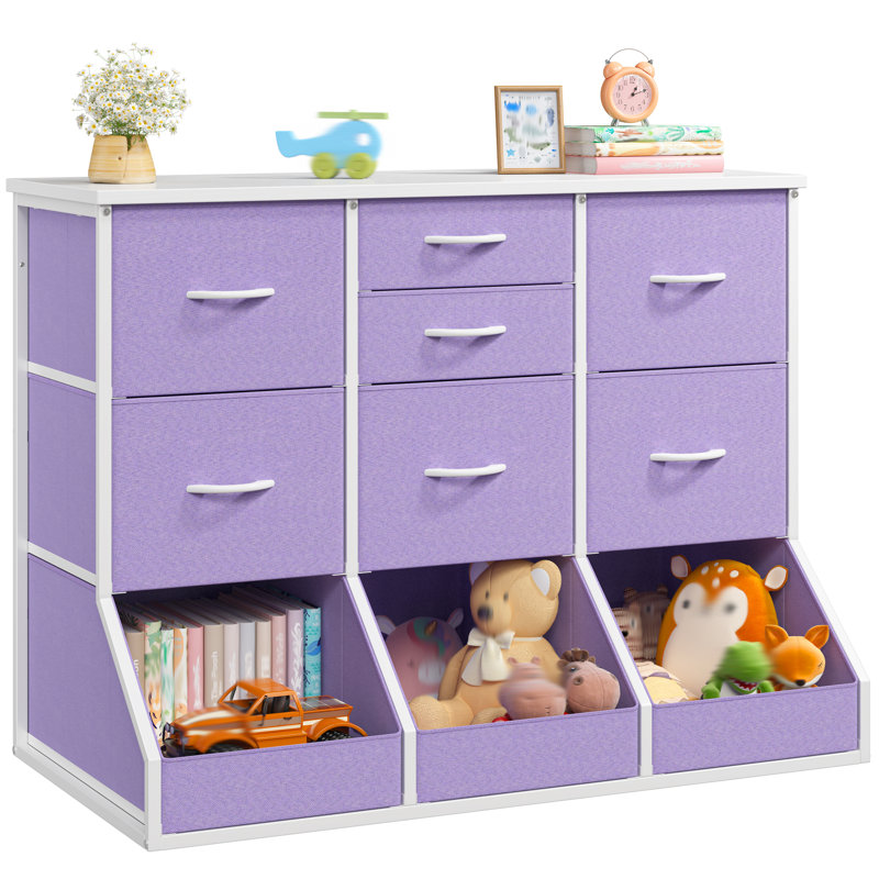 Commode à 7 tiroirs avec compartiments de rangement ouverts - Organisateur multifonctionnel pour la chambre à coucher et le vestibule