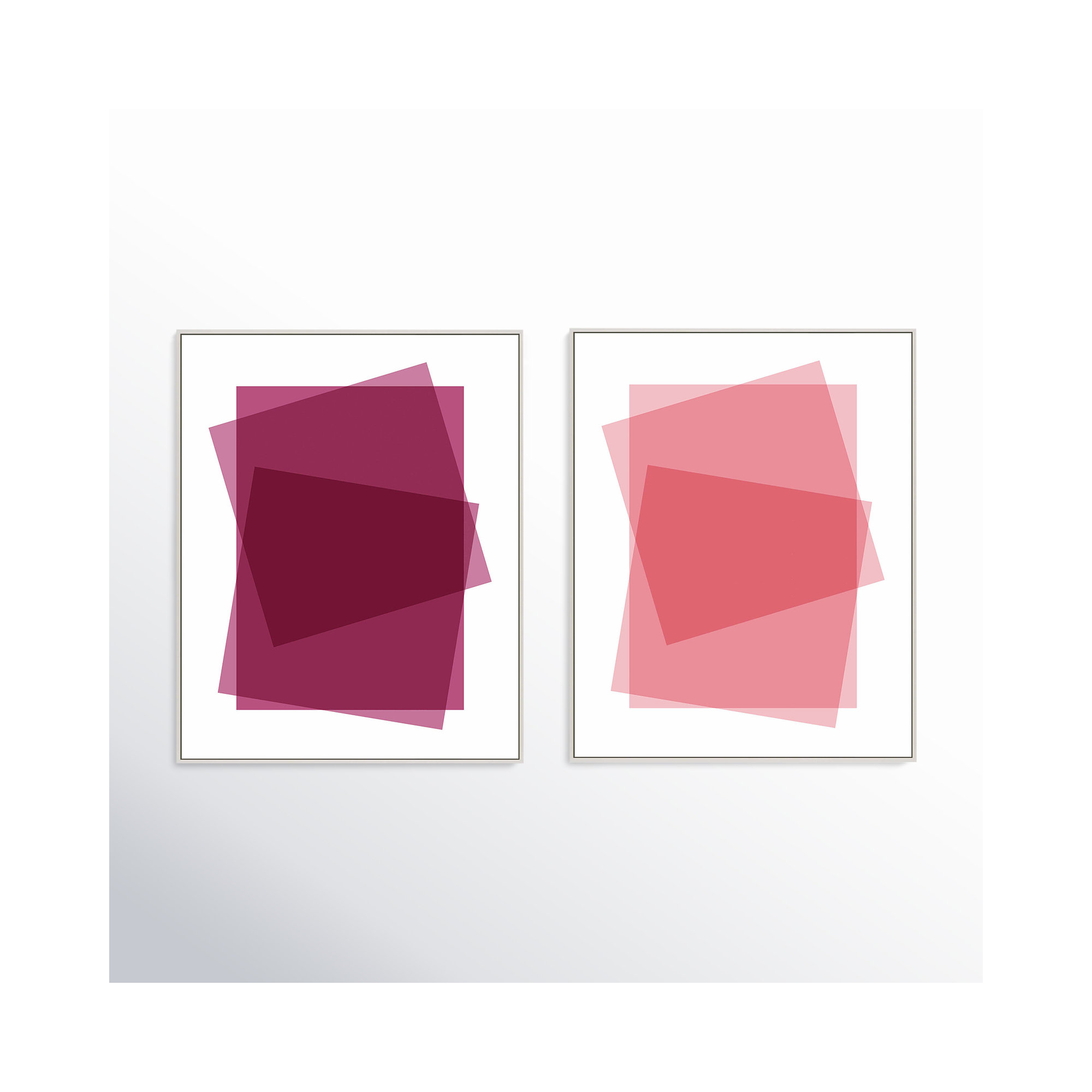 Claret & Pink Kami by Jacques Pilon, 25" H x 20" W, White Framed Canvas