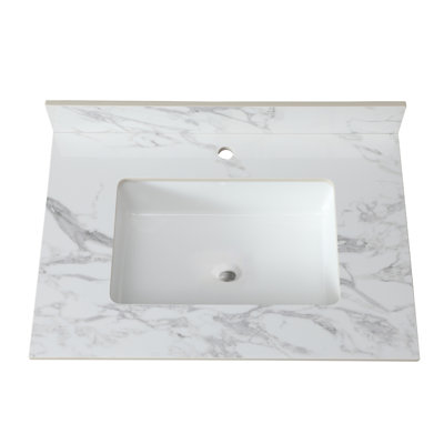 Bathroom Vanity Sink Tops - 31"X22" Sintered Stone White Ceramic And Attractive Feature Countertop With Stylish Look