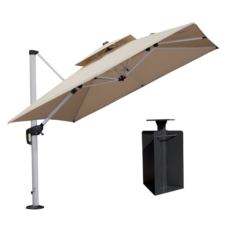 Parasol carré WINON de 108 po avec contrepoids inclus, base en terre, beige, Beige
