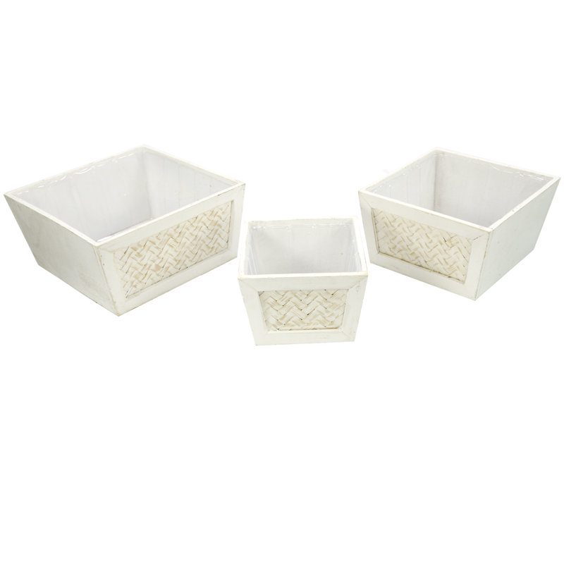 Ensemble de pots de fleurs en bois 3 pièces Regatta, Blanc