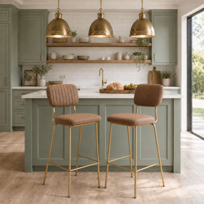 Tabouret de bar moderne en métal 30 po avec siège en simili cuir rétro Florence