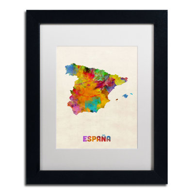 « spain aquarelle map » par michael tompsett, impression encadrée