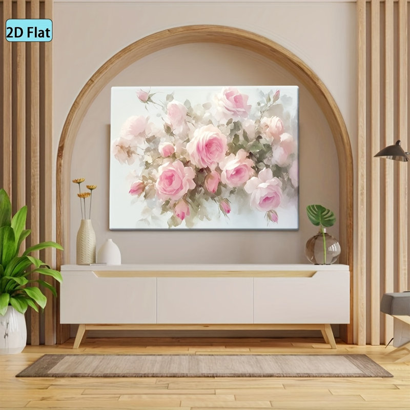 Impression sur toile Elegant Soft Blush Rose Bouquet - Urban Studio, 16*12 inch (40*30*2cm)