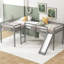 Lit mezzanine simple en L gris-655428573
