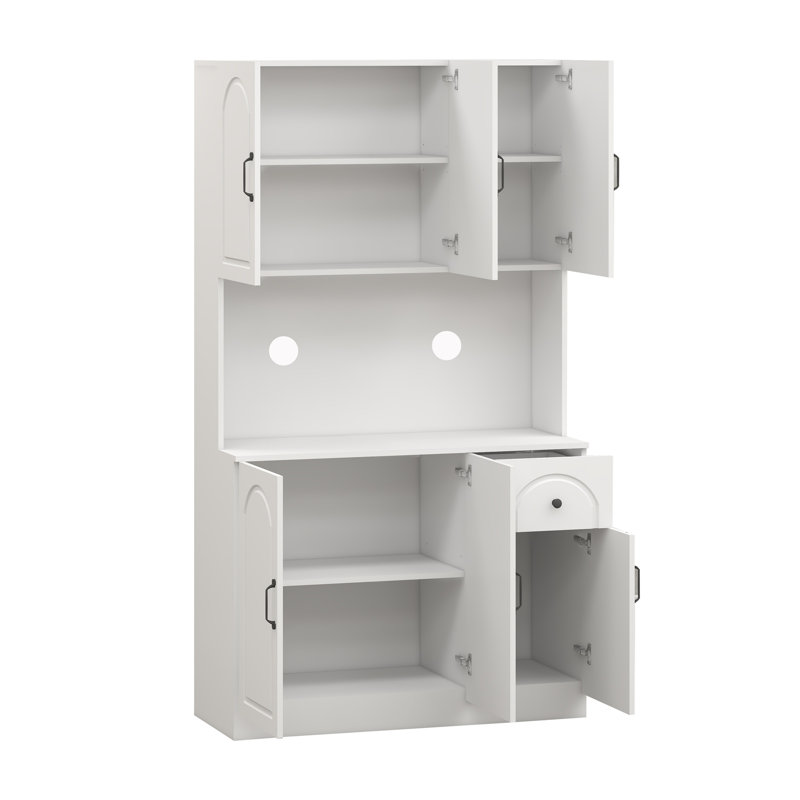 Armoire de rangement pour garde-manger de 71 po avec comptoir de four à micro-ondes, huche autoportante avec tablettes réglables, 6 portes et 1 tiroir