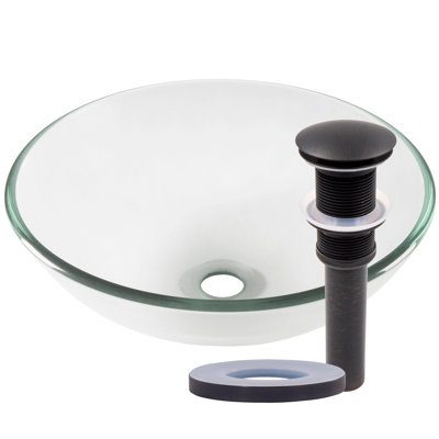 Novatto 16.5'' Clear Glass Circular Bathroom Sink